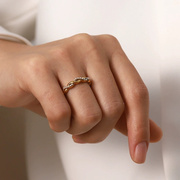 编织麻花钛钢戒指小众设计摩登个性素圈食指ins潮指环冷淡风戒指