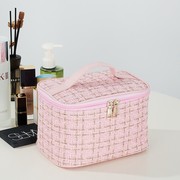 小香风化妆包大容量格子手提韩版便携洗漱收纳包妆盒旅行包