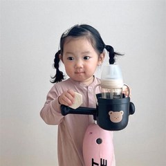 韩国insc婴儿车推车杯架卡通小熊可调节儿童水杯奶茶架配件通用