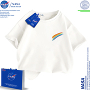 NASA联名小众彩虹t恤男童女童装亲子装夏装一家三口四口纯棉短袖