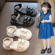 女童凉鞋2023夏蝴蝶结，公主鞋儿童软底防滑中大童女孩时尚凉鞋
