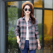 女款拼接长袖常规棉布衬衫春秋韩版修身气质衬衣夏季外套