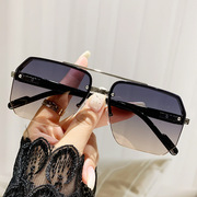 蛤蟆款墨镜清晰开车专用潮方形大框双梁太阳镜女半框太阳眼镜