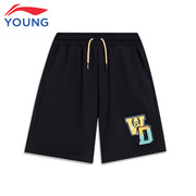 李宁儿童男大童运动短裤夏季棉质透气五分裤运动短裤YKST011
