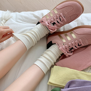 堆堆袜女春秋纯棉袜子女中筒袜夏季基础百搭款黑白粉色小皮鞋长袜