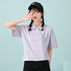 紫色polo短袖女2024年夏季日系学生，减龄翻领t恤宽松上衣有领