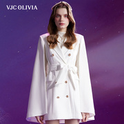 vjcolivia2024春夏法式垫肩，西装连衣裙商务风衣式，斗篷收腰女装新