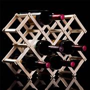 木制红酒架实木葡萄酒架创意折叠木酒架摆件免安装款