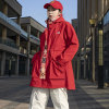 阿迪达斯红色外套女新年款加绒冲锋衣防风夹克加厚运动大衣hi3263