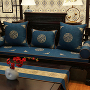 红木沙发坐垫亚麻靠背现代中式实木椅垫加厚罗汉床垫子五件套定制