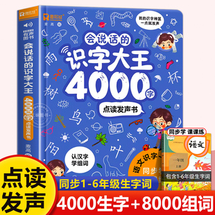 会说话的识字大王4000字+8000词儿童幼儿园教材宝宝学前识字书有声启蒙发声点读书识字大王3000字趣味绘本认汉字神器早教机图书卡