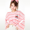 阿娇同款cloudseason樱桃针织衫，女镂空粉色，甜美打底内搭毛衣上衣