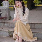 新中式民国风套装女2024夏季唐装汉服改良旗袍衬衫半身裙两件套潮