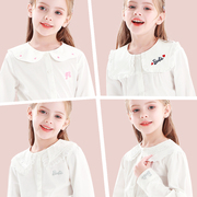 娃娃领甜美公主洋气衬衫儿童，翻领长袖白衬衣(白衬衣，)淑女纯棉2022春秋女孩