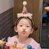 多巴胺生日周岁糖果毛球带纱发箍派对公主，女孩儿童发饰帽子头饰