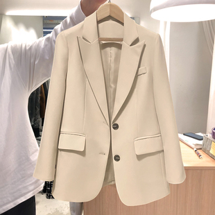 LILY MOST2023春季米白色西装外套女韩版时尚气质纯色小西服
