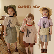 宝宝幼儿园日系经典拼接短袖t允儿妈女童夏季可爱洋气，t恤儿童夏装