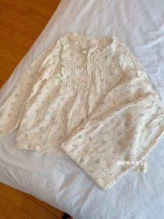 香草沙拉春夏季女睡衣，纯棉绉布月子服产后家居服长袖长裤
