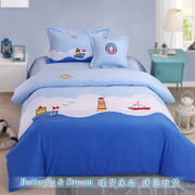 纯棉儿童床上用品四件套全棉男孩男童卡通床品三件套床单被套1.2