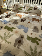 童趣涂鸦动物园床上纯棉，四件套1.5m1.8米公寓全棉，床单被套三件套