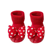 宝宝学步前袜子鞋秋冬加厚婴儿，棉鞋女幼儿，可爱红色新年防滑地板鞋