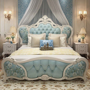 欧式床双人床主卧室简约皮艺床，1.8米大床结婚床奢华家具套装组合