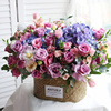 紫玫瑰大气高端色系鲜花篮订送长辈生日鲜花礼物济南同城鲜花速递
