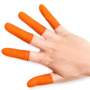 伏兴fx562乳胶手指套加厚耐磨防滑橡胶劳保指套点钞护指套橘色麻