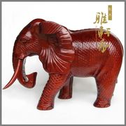 红木象60cm工艺品 花梨木雕大象摆件 实木象红色木质摆设