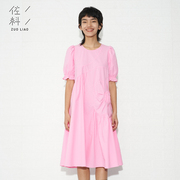 佐料原创设计短袖圆领粉色，花苞连衣裙宽松小众，泡泡感女士zda2l142