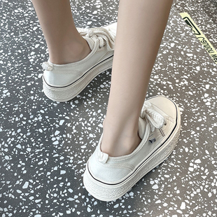时尚部落帆布鞋子女夏季2023年小白鞋百搭休闲透气厚底板鞋潮