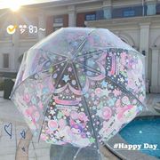 库洛米三丽鸥雨伞长柄透明全自动折叠卡通网红儿童，女孩学生上学用