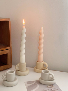 ins风陶瓷烛台摆件浪漫香薰蜡烛台创意北欧民宿家居装饰拍照道具