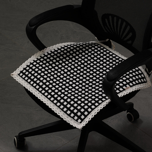 黑色办公椅垫连体椅子，垫纯棉棉麻垫子，单人布艺沙发垫坐垫凳子座垫