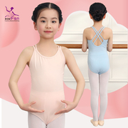 儿童短袖舞蹈练功服女童芭蕾舞，服考级服开裆，连体服跳舞衣形体