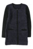 厚款黑蓝色圆领，拉链中长款长袖，女款针织外套23110211
