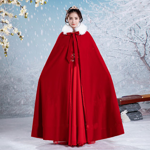 斗篷汉服女冬季红色秀禾服新娘，披风长款古风，古装披肩加绒加厚保暖