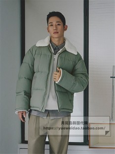 直邮MB 22冬男女装韩国海报短款毛领棉衣棉服MWJP81B1