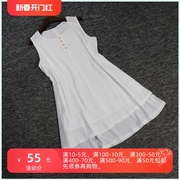 2023夏美M系列1 衣佳人折扣女装 气质圆领 无袖白色连衣裙