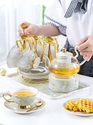 欧式花茶茶具家用欧式茶壶，陶瓷水果花，茶具耐热轻奢下午茶蜡烛加热