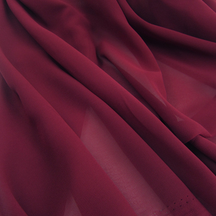 酒红色暗红色加密珍珠雪纺布纯色晚装连衣短裙礼服衬衫面料