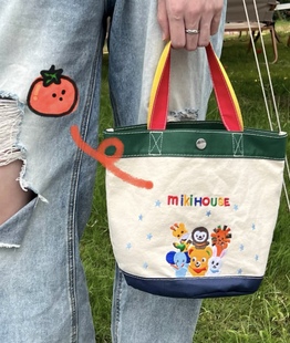 装饭盒日系miki帆布包妈咪包可爱卡通刺绣手提包便当包水桶包