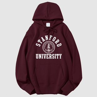 斯坦福大学纪念品stanford史丹佛带帽套头，卫衣外套校园加绒班服