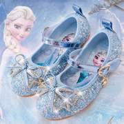 冰雪奇缘爱莎女童水晶鞋蓝色儿童皮鞋豆豆鞋软底小女孩单鞋公主鞋