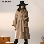 j&nina捷恩尼纳时尚，大气西装领羊毛毛，大衣女冬季中长款毛呢外套