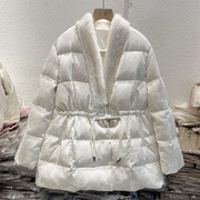 新中式国风白色收腰羽绒棉服今年流行冬装高级感加厚棉衣外套