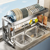 帅仕304不锈钢水槽置物架厨房洗碗槽，碗碟收纳水池多功能沥水碗架