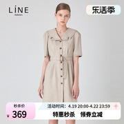 LINE韩国女装夏季长款显瘦气质职业OL连衣裙女短袖AWOPLE0100