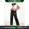 香港直邮潮奢 ASOS 女士barrel leg 设计仿皮裤子(黑色)