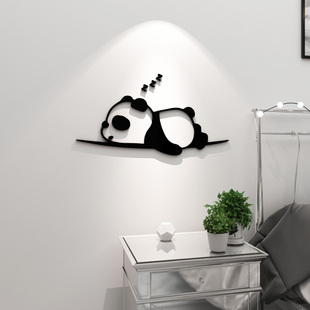 熊猫可爱卡通贴纸厨房卫生间，推拉门墙贴画创意卧室床头墙面装饰品